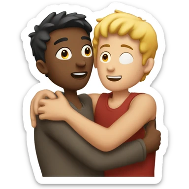A guy hugging his boyfriend  sticker