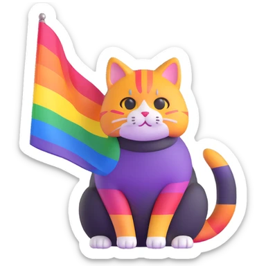 cat with pride flag colors sticker
