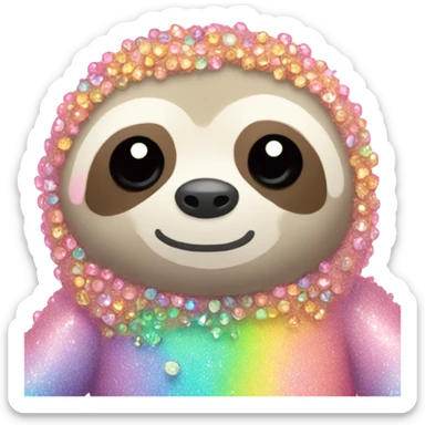 Kawaii rainbow pastel bedazzled sloth sticker