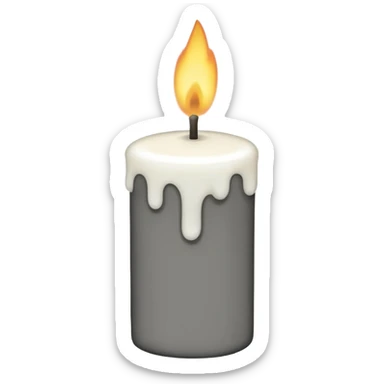 A simple emoji-style illustration of a candle with no flame, the wick slightly burnt, and a small amount of light smoke rising, minimal design, flat emoji look sticker