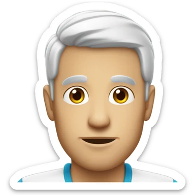 White guy with dark hair on a tropical island sticker