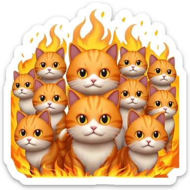 Horde of fighting cats on fjre sticker