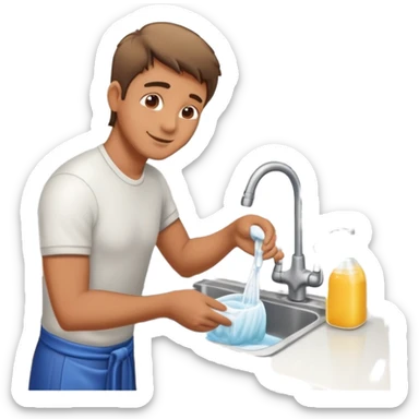 man washing dishes at kitchen sink sticker