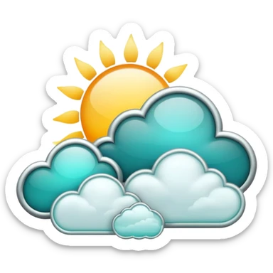 Chromatic sun and cloud, silver and teal sticker