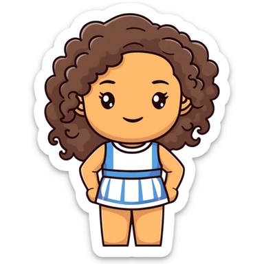 attractive Greek woman with long curly dark brown hair and light skin sticker