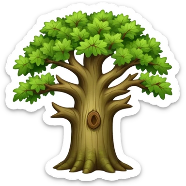 green oak tree with leafy branches sticker