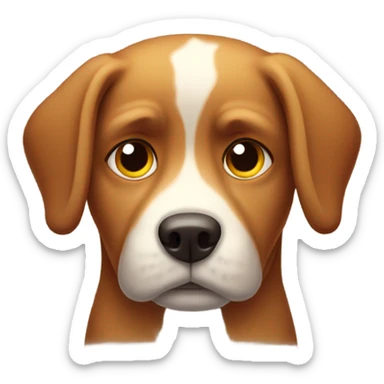 Sad dog who is sees red sticker