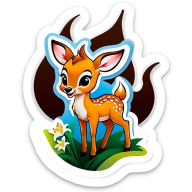 Bambi with lily sticker