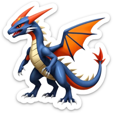 Handsome cool badass edgy Latias-Litten-Garchomp-Giratina-Pokémon-Fakémon-fusion-hybrid-creature, full body sticker