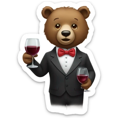 bear in smoking and with a glass of wine  sticker