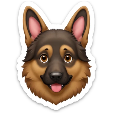 cartoon style dark German Shepherd dog with longer tongue hanging out  sticker