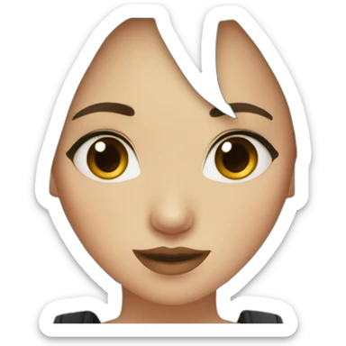 short orange hair with dark brown roots girl with green eyes and a septum piercing sticker