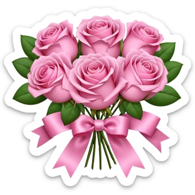 pink rose bouquet with pink ribbons  sticker