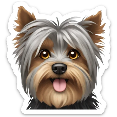 super old crusty scraggly black brown and a little bit of gray dog that’s super ugly and old yorkshire terrier and maltese mix make it way way way uglier and crustier  sticker