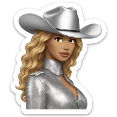 Beyoncé wear in silver cowboy on discoball horse sticker