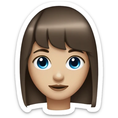Brown hair blue eye girl with bangs  sticker