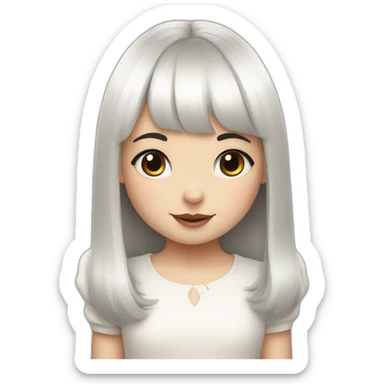 white rabbit with a little girl with black bangs sticker