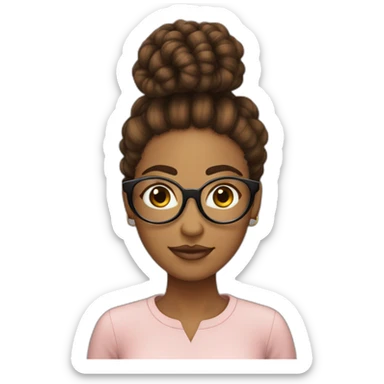 Mujer con afro braids box hair castaño con magnifier sticker