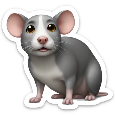 a rat with a face of a dog sticker
