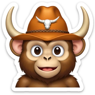 Monkey with a Texas longhorn hat  sticker