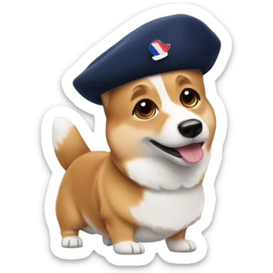Corgi wearing a French beret sticker