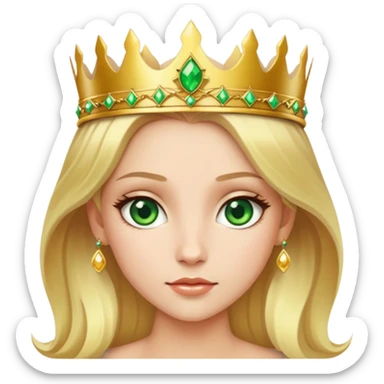 beautiful princess with blonde hair and striking green eyes wearing a crown sticker