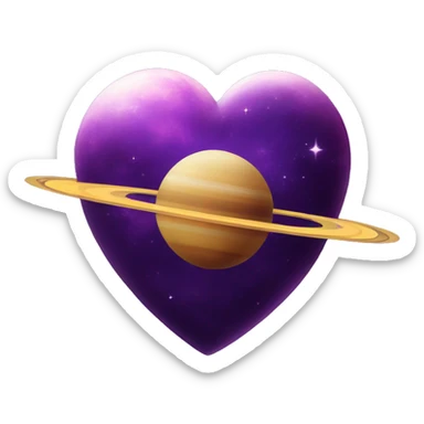 heart shape purple saturn planet sticker