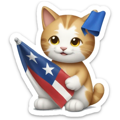 cat hugging texas flag sticker