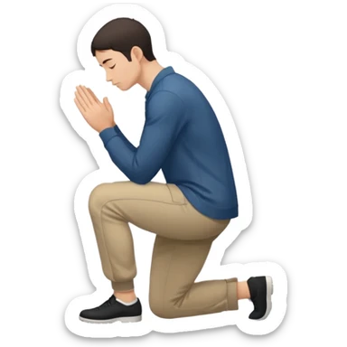 side view of a man kneeling and bowing, gesture of apology sticker