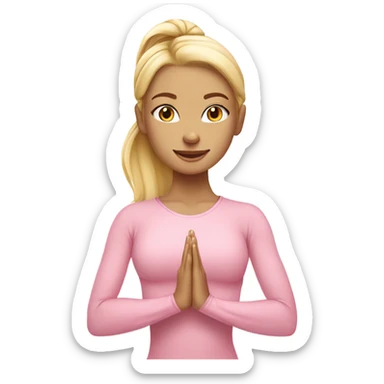 blonde yoga girl light pink clothes n sticker