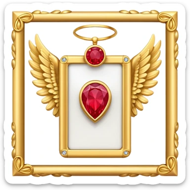 Number 3 place award in frame decorated with golden angel  wings and rubby stone sticker