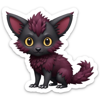Cute cool realistic black Trico-hybrid-creature dark burgundy (full body) sticker