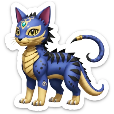 with black rosette-splotches, scaley Bastet-Liepard-Noibat-Gatomon-Garchomp-Digimon-Fakémon-Pokémon-creature (full body) sticker