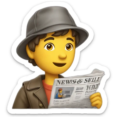 A newsboy selling a newspaper sticker