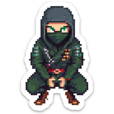 masked ninja crouching sticker