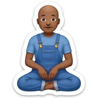 Old bald black man sitting wearing overalls sticker