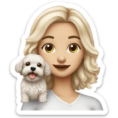 Girl with dog maltipoo  sticker