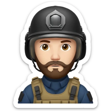 SWAT member with white skin and brown beard sticker
