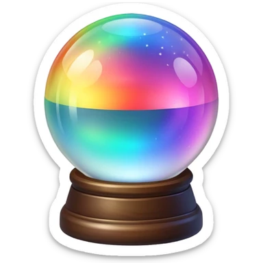 White glowing crystal ball rainbow iridescent glow sticker