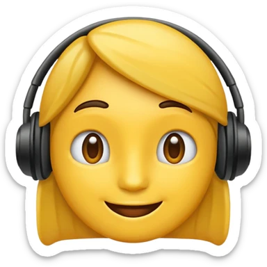Un emojis feliz con audífonos puestos pero sin  naris un sencillo el emojis  sticker