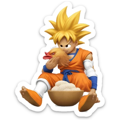 GOKU qui mange un poulet  sticker
