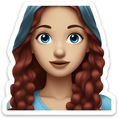 Beautiful girl, long hair, dark red hair, blue eyes sticker