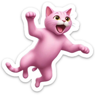 Pink cat jumping up sticker
