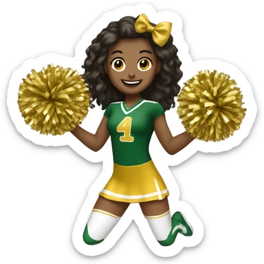 Cheerleader green gold sticker