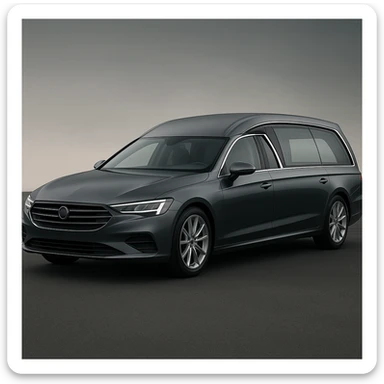 a modern hearse car with sleek lines sticker