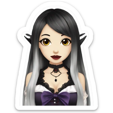 Vampire hime gyaru girl black hair sticker