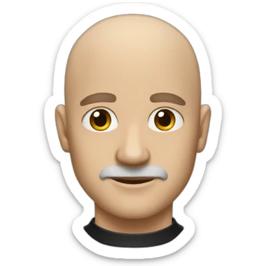 Emoji of a bald white man with a strong face dressed in black  sticker