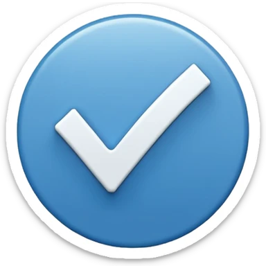 A white right ✔tick symbol on blue circle similar to verified badge sticker