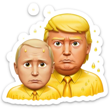 Trump soaked by yellow rain with Putin watching  sticker