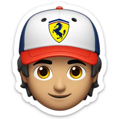 Carlos Sainz with a Ferrari cap sticker